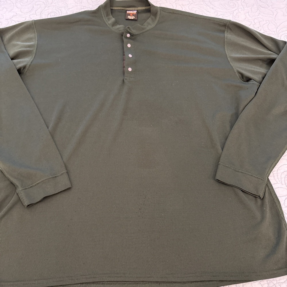 Patagonia Capilene Henley Shirt Mens XL Olive Green Long Sleeve Base Layer